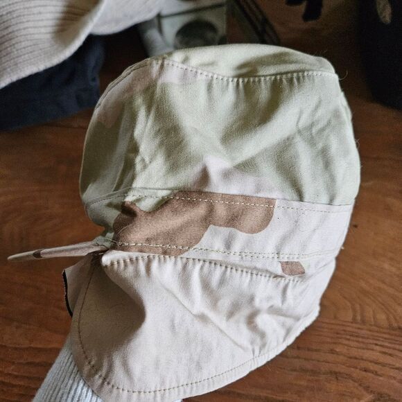 Camo Tan & Light Pink Hat with Flaps 6 ¾" Military‑Style Sun Protection Cap - Picture 3 of 5